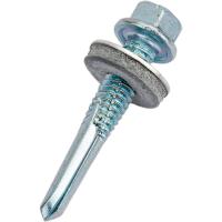 Саморез кровельный 5,5х25 мм с увеличенным сверлом РТ-5 15 мм и EPDM шайбой оцинкованный