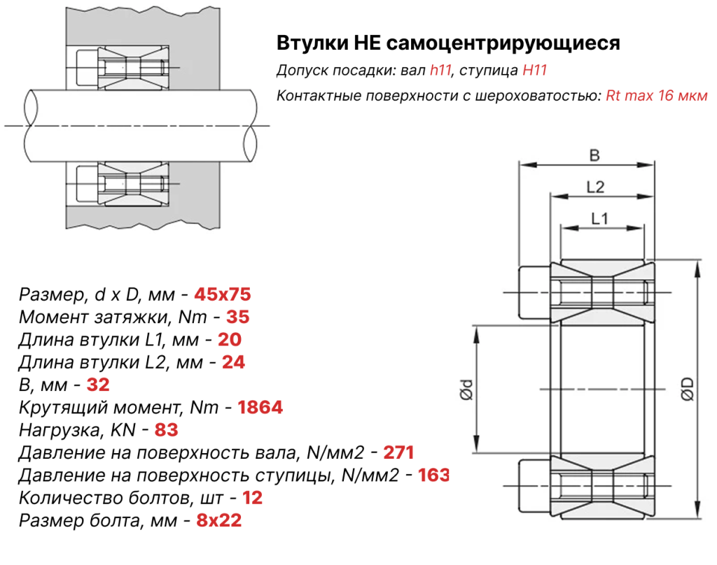 Чертеж втулка зажимная ВК40 45х75