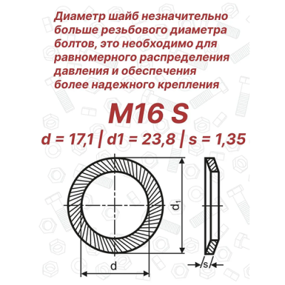 Шайба стопорная М16 DIN 9250 Schnorr S